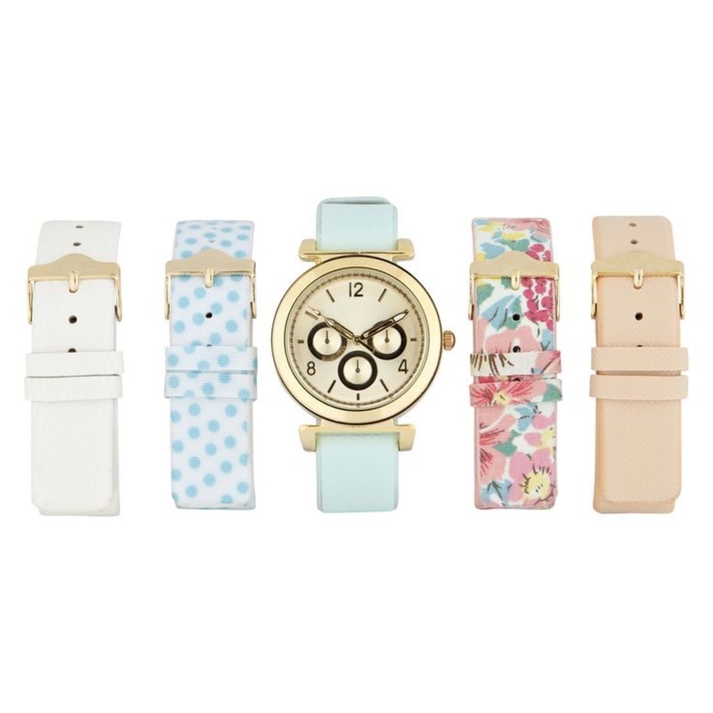 Aldo Gold Watch with interchangeable faux leather bands